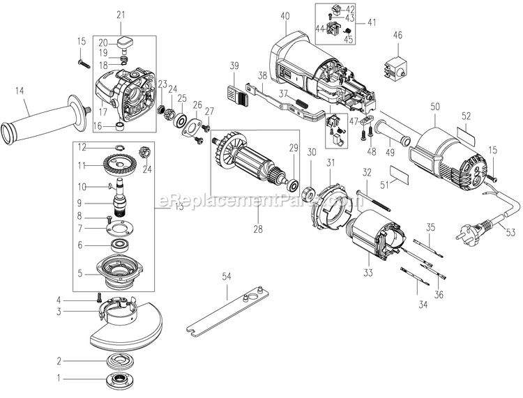 Black and Decker G1000-AR (Type 1) 1000w 4-1/2 Small Angle Power Tool Page A Diagram